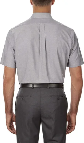 Vista 2 de Van Heusen Camisa de vestir de manga corta para hombre ajuste regular Oxford sólido blanco azul azul inglés