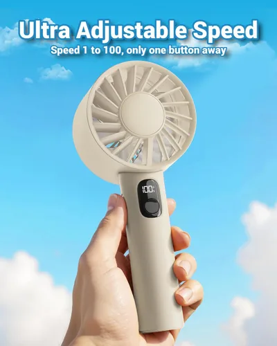 Vista 2 de FrSara Mini ventilador portátil de mano, pequeño ventilador personal recargable, artículos esenciales de viaje de verano con 6 velocidades, 3000
