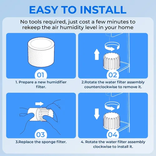 Vista 9 de Paquete de 30 filtros de repuesto para humidificador de llenado superior para humidificadores LEVOIT Classic160, Dual150, Dual200S, Classic300(S)