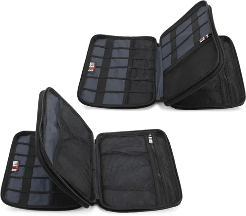 Vista 4 de Organizador de equipaje con doble capa para viajes BUBM, para llevar dispositivos y accesorios electrónicos., gris, 2 capas M Bolsa de viaje