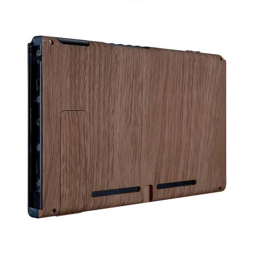 Vista 4 de eXtremeRate Wood Grain Soft Touch Grip Faceplate Backplate DIY Replacement Housing Shell Case for Nintendo Switch Console with Kickstand JoyCon