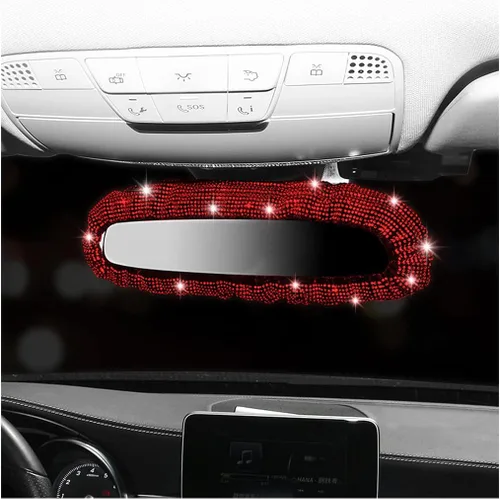 Vista 8 de Funda brillante para espejo retrovisor, protector elástico de felpa para espejo retrovisor, con diamantes de imitación brillantes decorativos