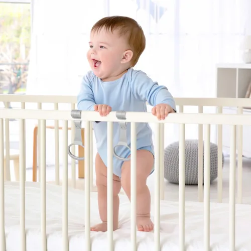 Vista 9 de 2 anillos de dominadas para corralito para bebés: anillos para corral de juegos, asistente de ejercicios de caminar para bebés, corralito y cuna