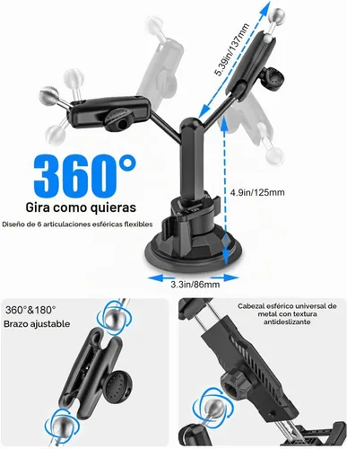 Vista 4 de Soporte doble resistente para tableta para coche/camión [brazo de metal] parabrisas de tablero de instrumentos de doble montaje para soporte
