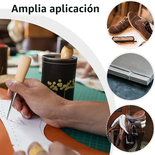 Vista 7 de Kit de costura de cuero MORFEN, kit de costura de cuero con punzón de costura, agujas, hilo encerado, kit de reparación de tapicería, herramientas