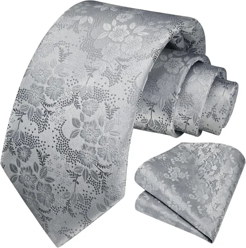 Vista 145 de Corbatas florales tejidas clásicas para hombre, corbata cuadrada de bolsillo, corbatas formales para hombres, boda con pañuelo