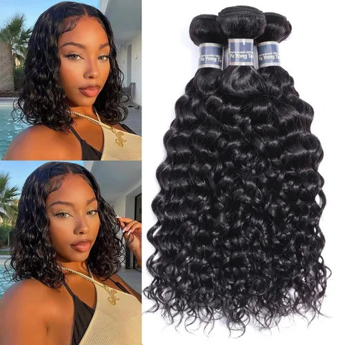 Vista 12 de Extensiones de cabello humano virgen brasileño ondulado de 10, 12, 14 pulgadas, sin procesar, mojado y ondulado, 3 paquetes de extensiones