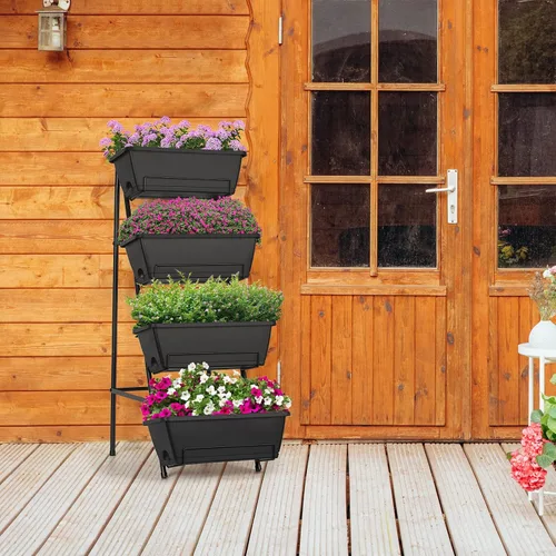 Vista 6 de OYEAL Cama de Jardín Elevada de 4 Niveles Jardineras Verticales para Interior y Exterior Caja de Jardinera Elevada con Patas Jardinera de Hierbas