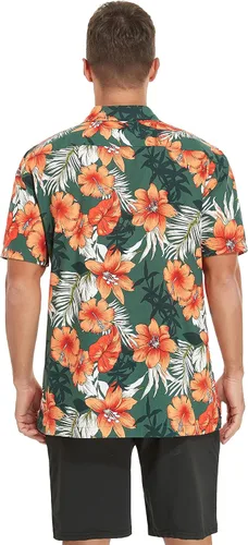 Vista 6 de milanpavilion Camisa hawaiana para hombre, camisa de verano con flores de playa, camisas de manga corta con botones para hombre