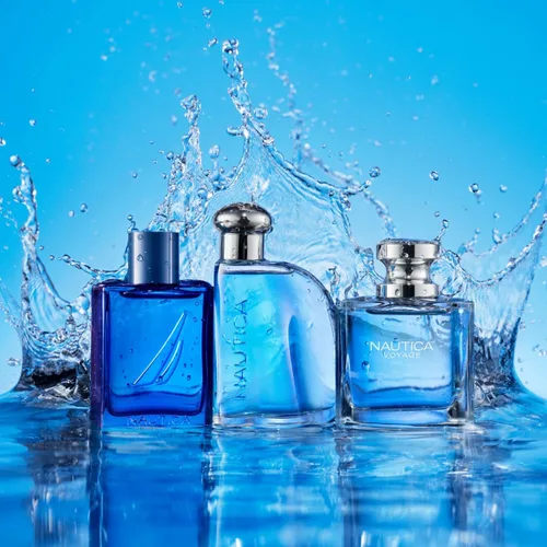 Vista 4 de Nautica Voyage Eau De Toilette para hombre, aroma fresco, romántico, afrutado, desodorante en aerosol corporal con aroma a madera y azul, icónico