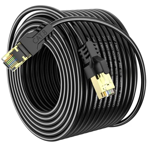 Vista 7 de Cable Ethernet Cat 8 de 3 pies, 6 pies, 10 pies, 20 pies, 40 pies, 50 pies, 100 pies, 150 pies, 40 pies, 40 Gbps, 2000 Mhz, 26 AWG, conector RJ45
