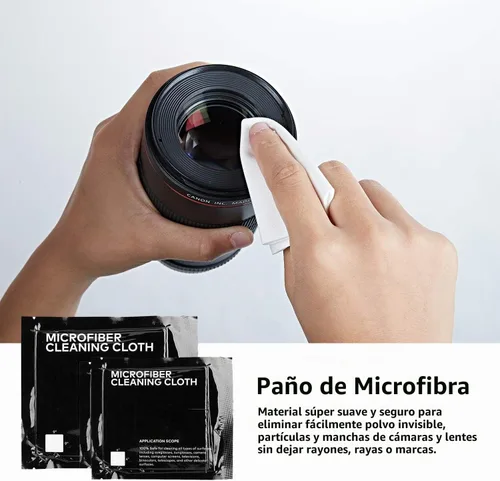 Vista 4 de Kit profesional de limpieza de cámaras DSLR con hisopos de limpieza APS-C, paños de microfibra, bolígrafo de limpieza de cámara, para lente de Rosa