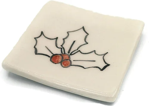 Vista 19 de Clay Ring Dish, Small Square Handmade Ceramic Trinket Dish, Small Tealight Candle Holder, Teabag Holder (Aquarius)