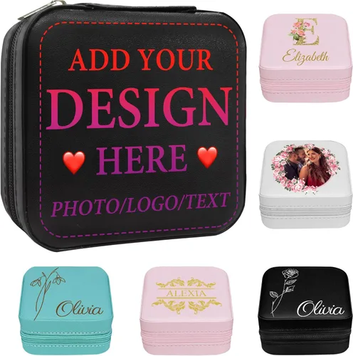 Vista 20 de Joyero personalizado para regalos de dama de honor, flor de nacimiento, inicial, joyería de viaje personalizada para mujeres, organizador de joyas