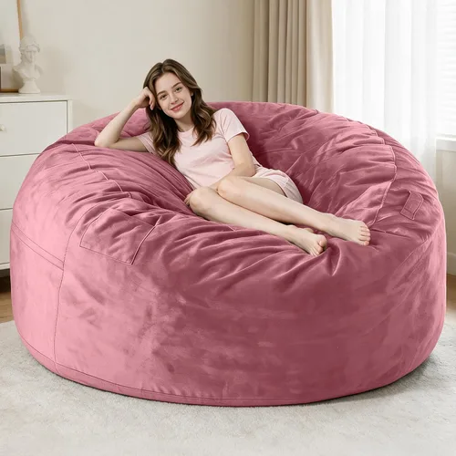 Vista 32 de Homguava Silla de Puf de 3 pies: Pufs de 3' con espuma viscoelástica, sillas de puf grandes y suaves con sofá de terciopelo holandés - Azul