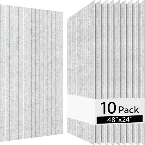 Vista 14 de Olanglab Paquete de 10 paneles acústicos de pared, 48 x 24 pulgadas por cada panel acústico, absorbentes de sonido, paneles de sonido decorativos