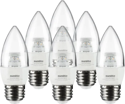 Vista 9 de Sunlite Bombilla LED B13 Torpedo decorativa, 7 vatios (60 W = ), 500 lúmenes, 120 voltios, regulable, base E26, certificación ETL, torpedo
