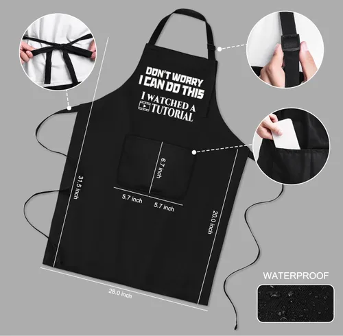 Vista 2 de Delantales para hombres, delantales divertidos para hombres, delantales de chef, delantales divertidos de cocinero, delantales divertidos