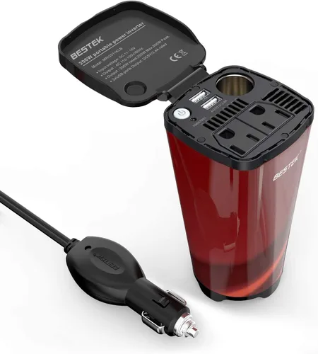 Vista 9 de BESTEK Inversor de corriente de 200 W, adaptador de toma de corriente de enchufe de coche de 12 V CC a 110 V CA con [USB-C de 30 W]/cargador rápido