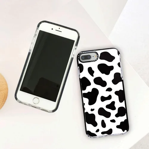 Vista 4 de Abbery Diseñado para iPhone 8 Plus/7 Plus/6 Plus/6S Plus Funda transparente con estampado de vaca, linda funda protectora de silicona TPU
