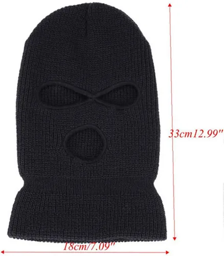 Vista 2 de Mascarilla pasamontañas de 3 agujeros para clima frío, máscara térmica de esquí invernal y ciclismo MK3 para hombres y mujeres, talla única , V-999