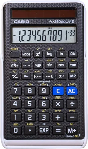 Vista 2 de Casio (FX-260 SOLARII-S-IH) - calculadora científica negra, 3 pulgadas de ancho נ5 pulgadas de alto, 2.25