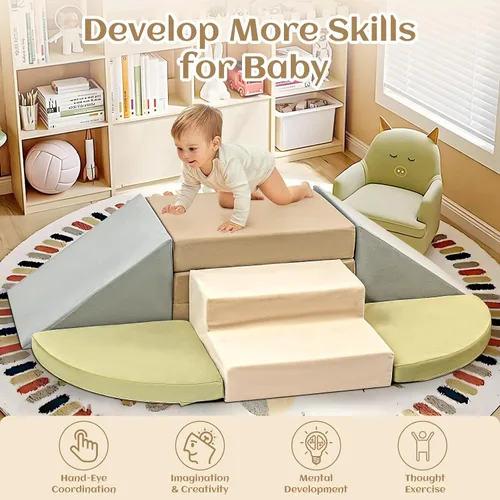 Vista 2 de 6 piezas de juguetes de escalada para niños pequeños en interiores, juguetes de escalada de espuma para niños pequeños, bloques de escalada suaves