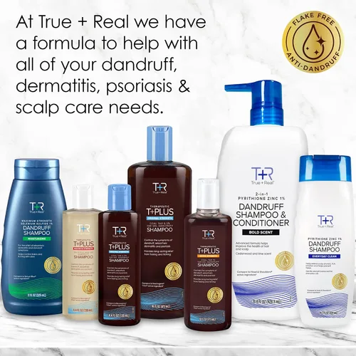 Vista 9 de True+Real Champú hidratante para la caspa con aloe y sulfuro de selenio 1%, 11fl oz