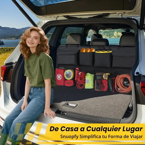Vista 4 de Snuopfy Organizador de maletero de automóvil, organizador colgante para asiento trasero con 8 bolsas de almacenamiento grandes, gran capacidad