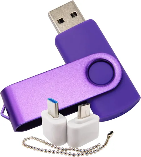 Vista 8 de Mini unidad flash USB de capacidad con 1 OTG (Micro USB) y 1 adaptador tipo C (USB-C) para teléfono móvil (naranja, 128 MB)