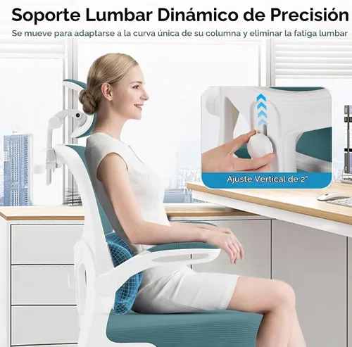 Vista 3 de AreShark Silla de Oficina Ergonómica con Soporte Lumbar Ajustable y Gancho para Respaldo, Silla de Malla Transpirable con Respaldo Alto y Ruedas