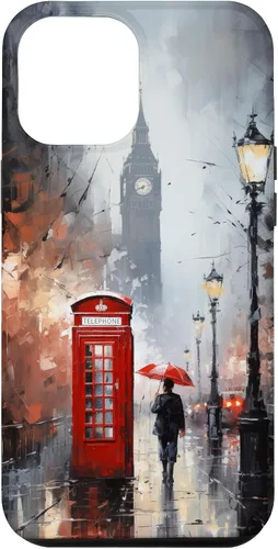 Vista 26 de Funda para iPhone 16 Wet London Iconic Red Phone Booth Clocktower Art Cover Phone Case