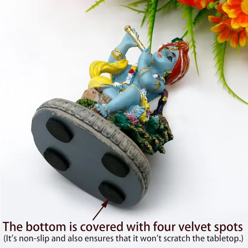 Vista 5 de Estatua hindú de Dios Señor Krishna – 4.3 pulgadas de alto, ídolo indio Krishna, escultura para oficina en casa, templo mandir, regalos Puja