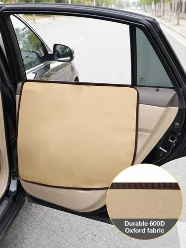 Vista 4 de Paquete de 2 accesorios de viaje para perros, funda protectora de asiento de puerta para vehículo, protector de arañazos de mascotas, protector