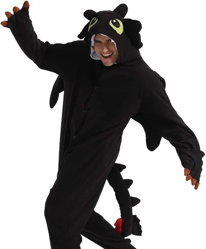 Vista 2 de dressfan Mameluco de dragón de animal disfraz de Navidad Halloween pijamas unisex para adultos adolescentes blanco y negro Blanco
