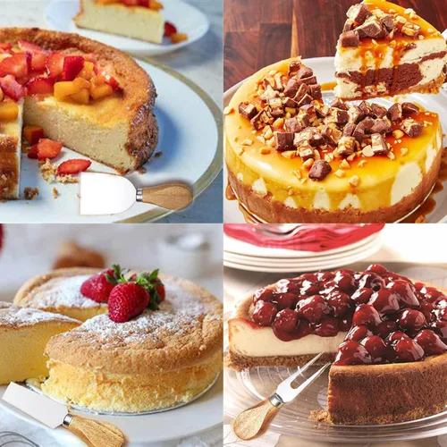 Vista 4 de Juego de cuchillos de queso, colección de cuchillos de queso de acero inoxidable de 6 piezas con cortador de queso, tenedor de queso, cuchillo