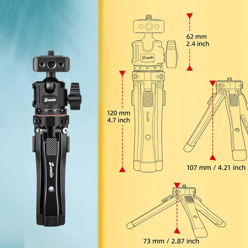 Vista 5 de Zeadio Heavy Metal Tripod Kit: 1/4" Screw Adapter Tripod Mount for Travel Recording Vlog & Camera iPhone Vlogging Kit & Camera Stand with 360°