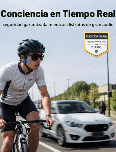 Vista 2 de Auriculares de conducción ósea, ligeros, de oído abierto, auriculares deportivos con micrófono integrado, extra cómodos, IPX5, impermeables