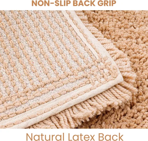Vista 7 de C23 Shag - Alfombra de baño beige de 2200 GSM, 20 x 32 pulgadas, alfombra de baño gruesa de felpa ultrasuave, alfombra de baño peluda de lujo