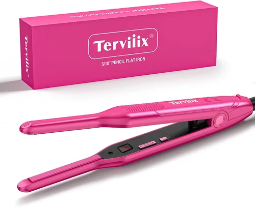 Vista 8 de Terviiix Plancha plana de lápiz para cantos y cabello corto, alisador de pelo pequeño de 3/10 pulgadas para hombres, mini plancha plana de cerámica