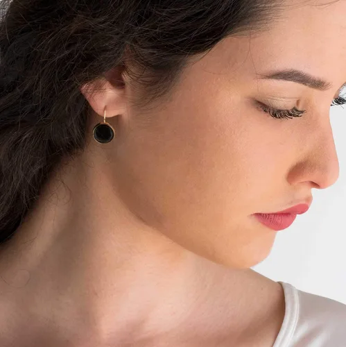 Vista 4 de Aretes de Piedras Preciosas de Oro de 14K - Aretes de Oro Sólido - Aretes de Oro de 14K para Mujeres - Aretes Llamativos - Aretes Colgantes de Oro