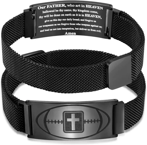 Vista 105 de Regalos de graduación, pulsera de fútbol, fútbol, baloncesto, béisbol, regalos de pulsera, pulseras de cruz de fe para hombres, bautismo, primera