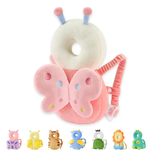 Vista 13 de JunNeng Mochila protectora de cabeza de bebé para caminar gatear, pingüino Pingüino blanco negro