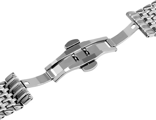 Vista 4 de Correa de reloj de metal de dos tonos con grabados cónicos de acero inoxidable para hombres y mujeres de 0.709 in, 0.787 in, 0.866 in, color negro