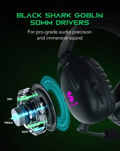 Vista 4 de Black Shark Auriculares inalámbricos para juegos con micrófono ultra claro desmontable - Bluetooth 5.2 - Con cable 0.138 in - 2.4 GHz inalámbrico 3