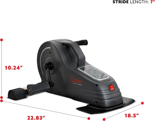 Vista 6 de Sunny Health & Fitness Ejercitador de Pedal de Doble Función Bajo el Escritorio, Mini Bicicleta de Cardio Portátil para Interiores en Casa, Ciclo