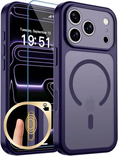 Vista 153 de zapica Funda magnética para iPhone Air, con protector de pantalla de vidrio templado, compatible con MagSafe, translúcida mate, a prueba de golpes