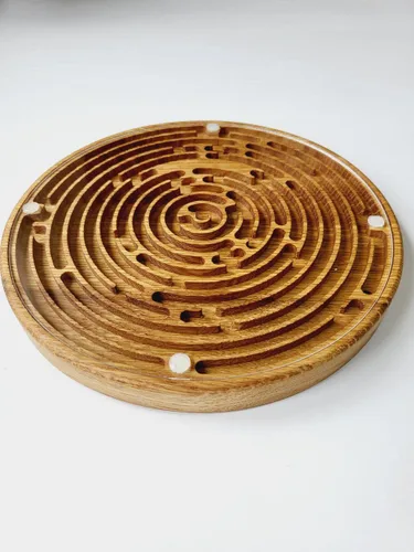 Vista 9 de Wooden Labyrinth Game double-sided Maze with three Steel Marble, Gift for Kids for Adults, Maze Brain Table Activity