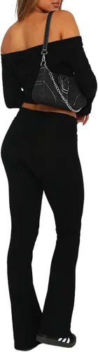 Vista 4 de Hafailia Leggings casuales y suaves para mujer, ajustados, doblados sobre la cintura, pantalones de yoga