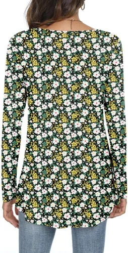 Vista 3 de LONGYUAN 2023 - Blusa de manga larga para mujer, estilo casual, holgada, holgada, cómoda, elástica, linda